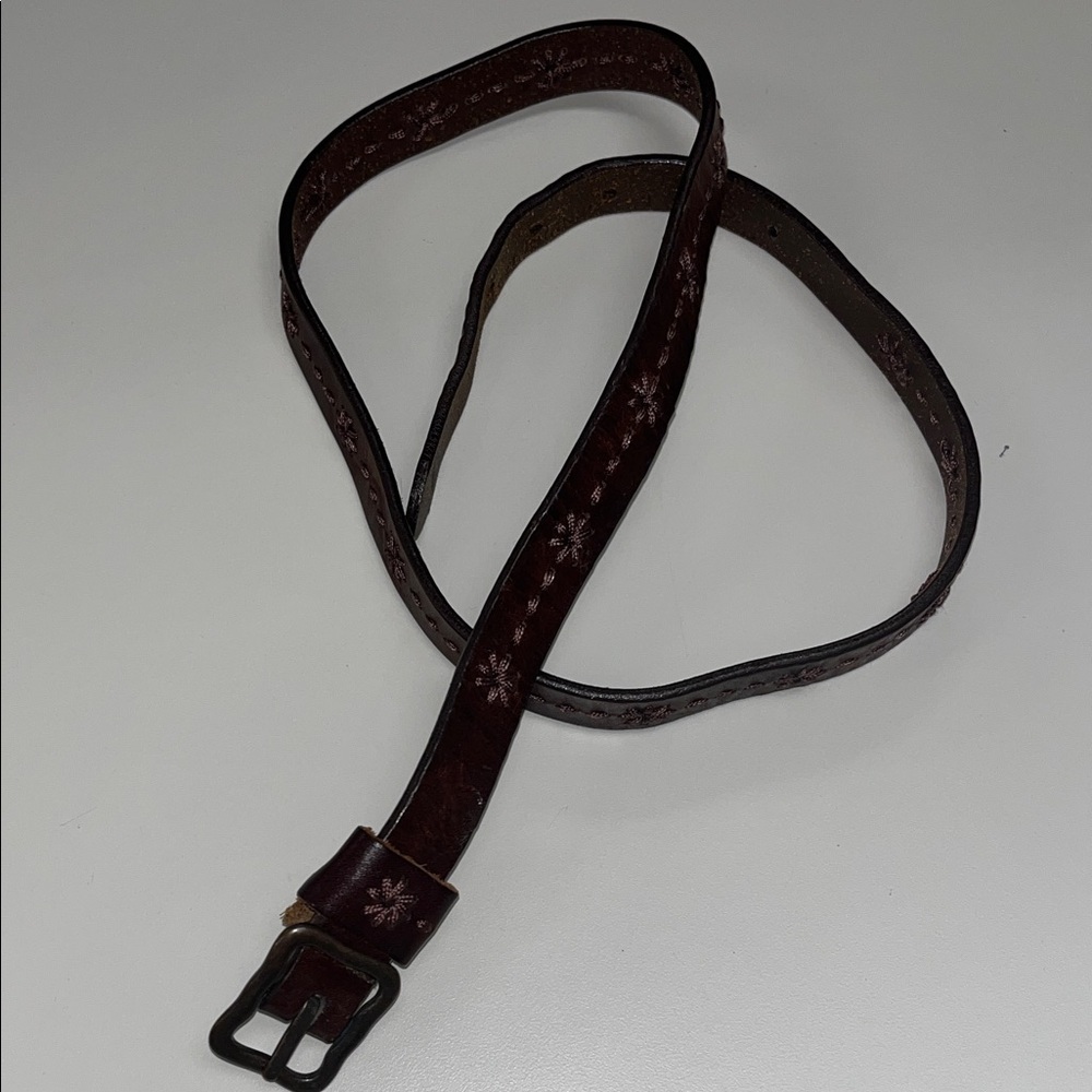 Dockers Dark Brown Embroidered Floral thin Belt